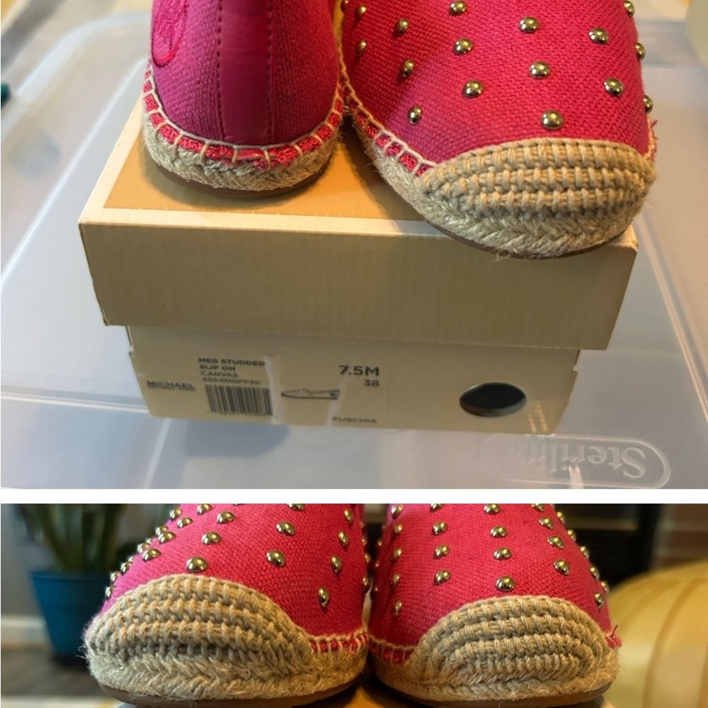 Michael Kors Pink Espadrilles with Gold Studs